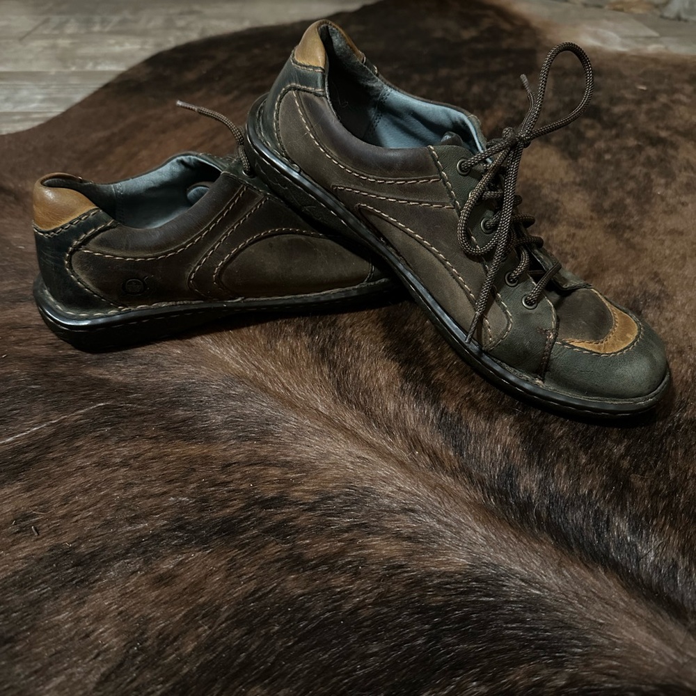 Born Brown & Green Leather Sneakers